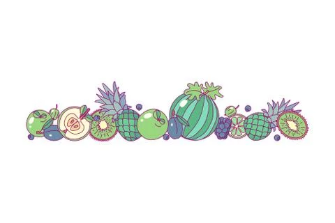 Vector fruit panorama border art Illustrazione stock