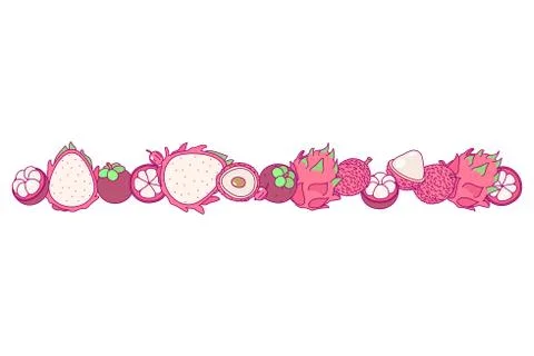 Vector fruit panorama border art Stock Illustration