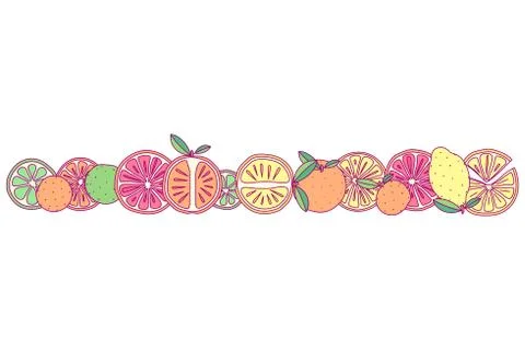 Vector fruit panorama border art Stock Illustration