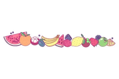 Vector fruit panorama border art Stock Illustration