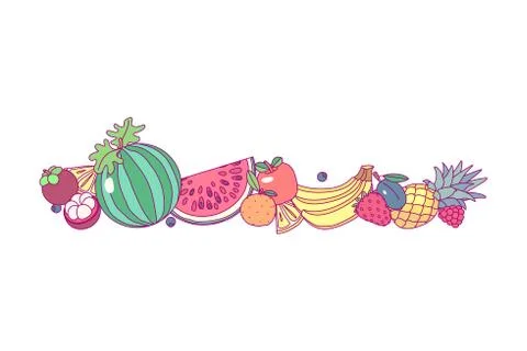 Vector fruit panorama border art Illustrazione stock