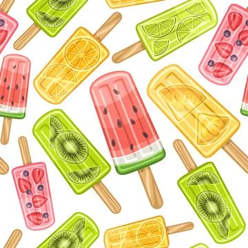 Vector Fruit Popsicle Seamless Pattern Stock Illustration