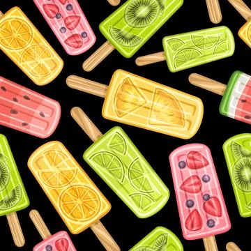 Vector Fruit Popsicle Seamless Pattern Stockillustratie