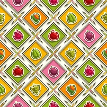 Vector Fruit Seamless Pattern Stock Illustration