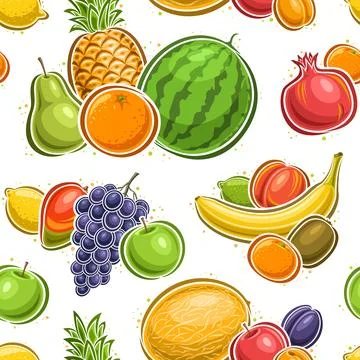 Vector Fruit Seamless Pattern Stock Illustration