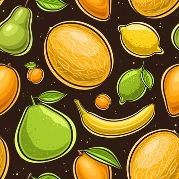 Vector Fruit Seamless Pattern Stock Illustration