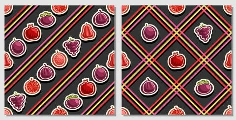 Vector Fruit Seamless Patterns Stock Illustration