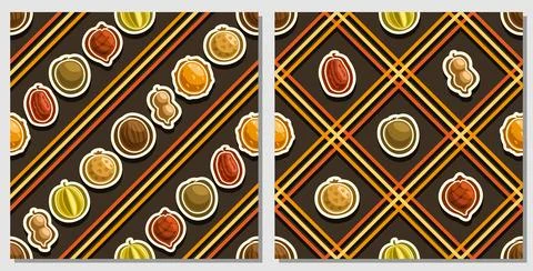 Vector Fruit Seamless Patterns 스톡 일러스트