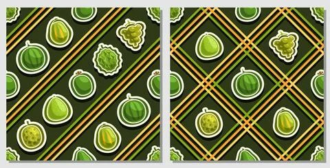 Vector Fruit Seamless Patterns Stock Illustration