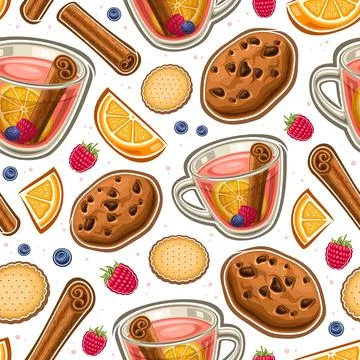 Vector Fruit Tea seamless pattern Stock Illustration