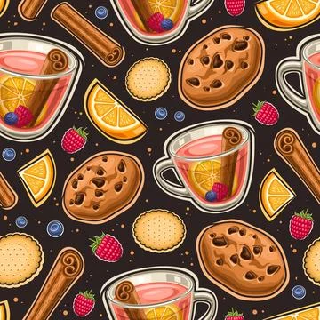 Vector Fruit Tea seamless pattern Illustrazione stock