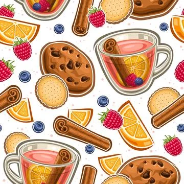 Vector Fruit Tea seamless pattern Stock Illustration