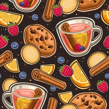 Vector Fruit Tea seamless pattern Illustrazione stock