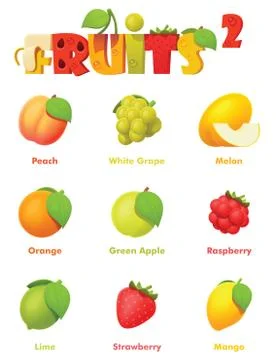 Vector fruits icon set Stock Illustration