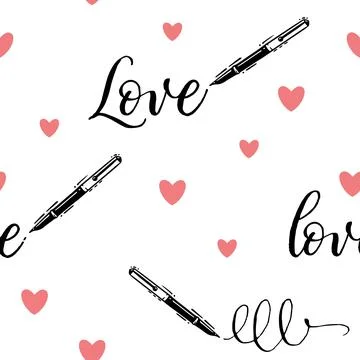 Vector Full of Love Letter on White seamless pattern background. Perfect for Stock Illustration