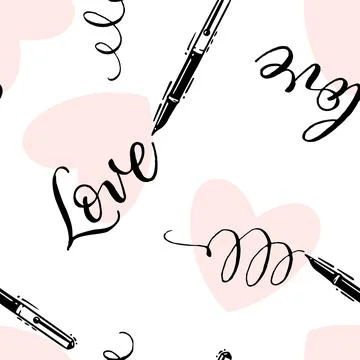Vector Full of Love Letter on White with Soft Hearts seamless pattern background Illustrazione stock