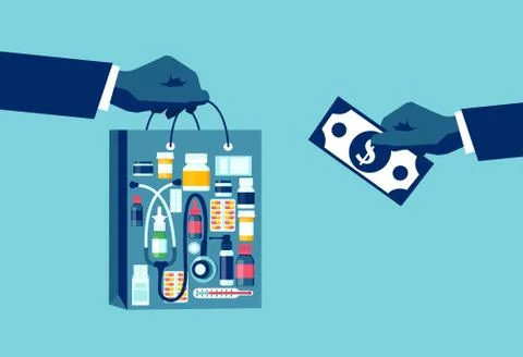 Vector full package of medicines and medical supplies Stock Illustration