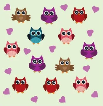 Vector fun owls Stock Illustration