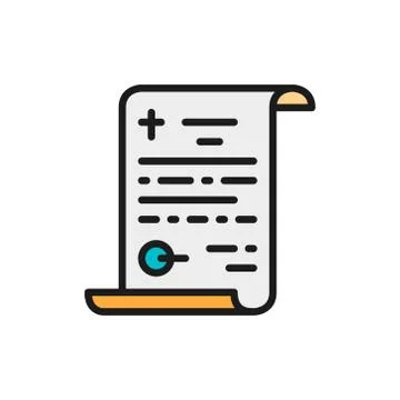 Vector funeral testament, last will flat color line icon. Stock Illustration