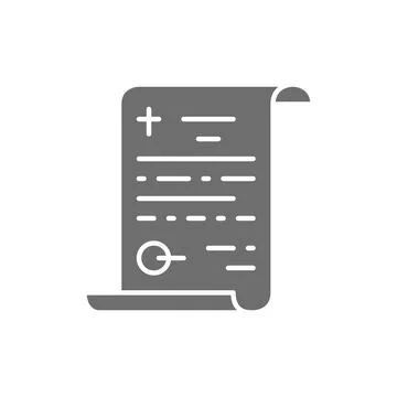 Vector funeral testament, last will gray icon. Stock Illustration