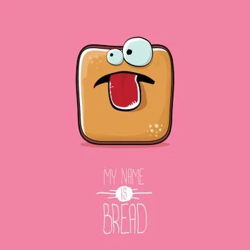 Vector funky cartoon cute sliced bread character isolated on pink background. My Stockillustratie