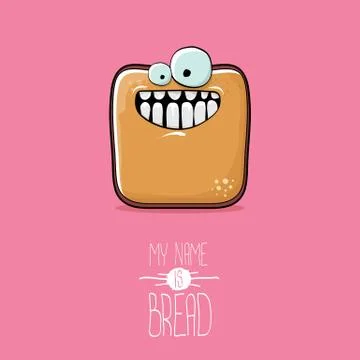 Vector funky cartoon cute sliced bread character isolated on pink background. My Stockillustratie