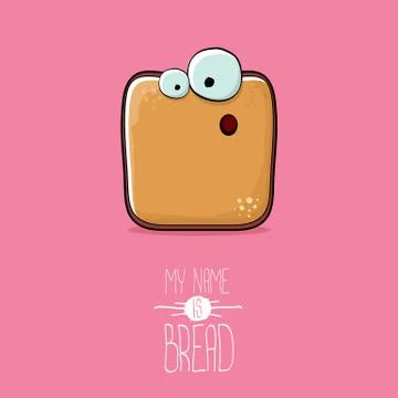 Vector funky cartoon cute sliced bread character isolated on pink background. My Stockillustratie