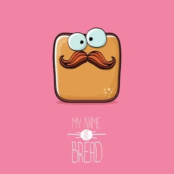 Vector funky cartoon cute sliced bread character isolated on pink background. My Stockillustratie