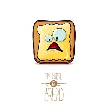 Vector funky cartoon cute white sliced toast bread character with butter Illustrazione stock