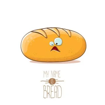 Vector funky cartoon cute white loaf of bread character isolated on white Stock Illustration