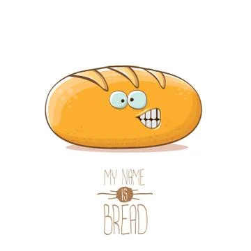 Vector funky cartoon cute white loaf of bread character isolated on white Illustrazione stock