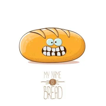 Vector funky cartoon cute white loaf of bread character isolated on white イラスト素材