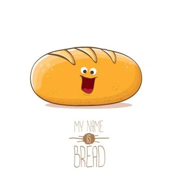 Vector funky cartoon cute white loaf of bread character isolated on white イラスト素材