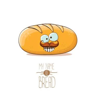 Vector funky cartoon cute white loaf of bread character isolated on white Stockillustratie