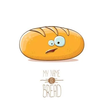 Vector funky cartoon cute white loaf of bread character isolated on white イラスト素材