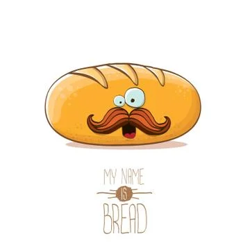 Vector funky cartoon cute white loaf of bread character isolated on white Stock Illustration