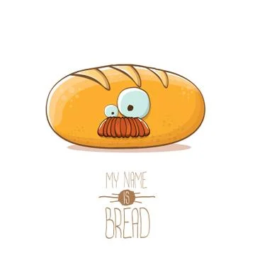 Vector funky cartoon cute white loaf of bread character isolated on white Illustrazione stock