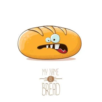 Vector funky cartoon cute white loaf of bread character isolated on white イラスト素材