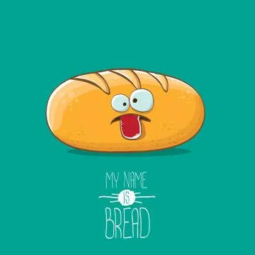 Vector funky cartoon cute white loaf of bread character isolated on azure Illustrazione stock