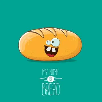 Vector funky cartoon cute white loaf of bread character isolated on azure Stock Illustration