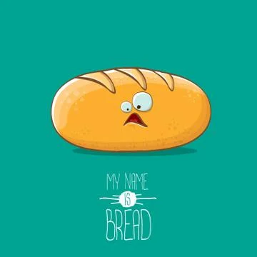 Vector funky cartoon cute white loaf of bread character isolated on azure 스톡 일러스트