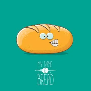 Vector funky cartoon cute white loaf of bread character isolated on azure Stock Illustration