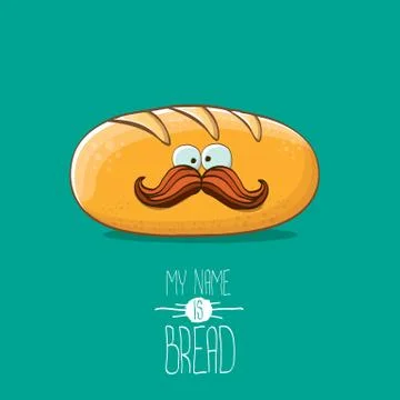 Vector funky cartoon cute white loaf of bread character isolated on azure イラスト素材