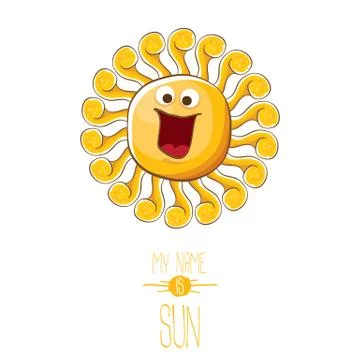 Vector funky cartoon style summer sun character isolated on white background. My Stockillustratie