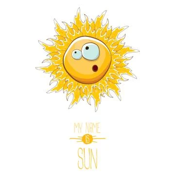 Vector funky cartoon style summer sun character isolated on white background. My Illustrazione stock