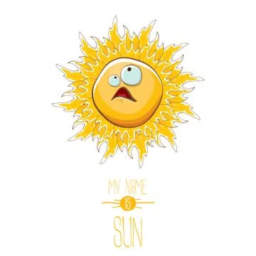 Vector funky cartoon style summer sun character isolated on white background. My Stockillustratie