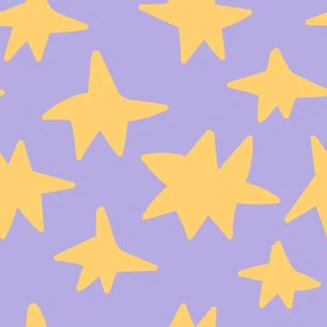 Vector funky handdrawn seamless pattern with stars Stock Illustration