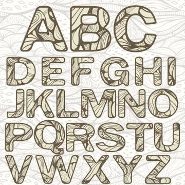 Vector funky latin alphabet Stock Illustration