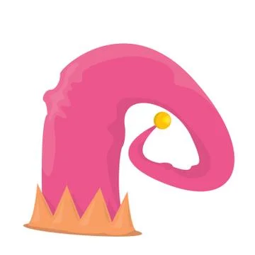 Vector funky pink stripped cartoon christmas elf hat isolated on white Stock Illustration