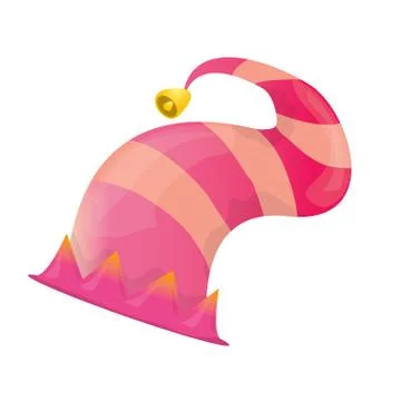 Vector funky pink stripped cartoon christmas elf hat isolated on white Stock Illustration